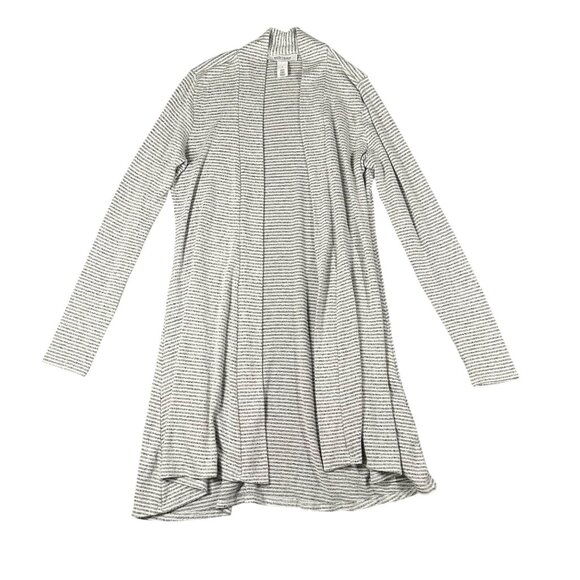 WHBM Small White Black Striped Open Front Long Sleeve Cardigan - Picture 1 of 9